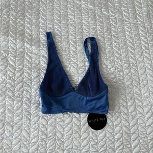 Blue Ribbed Crop Top